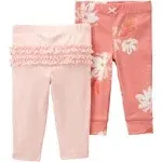 Carter's Baby Girls 2-Pack Pull-On Pants 6M Pink