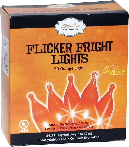 Sienna LLC Indoor Outdoor Halloween Flickering Mini Light Set, Orange, 50-ct, 15.5 Feet