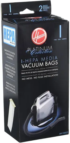 2PK Hoover I Platinum Canister HEPA, Paper Bags AH10005