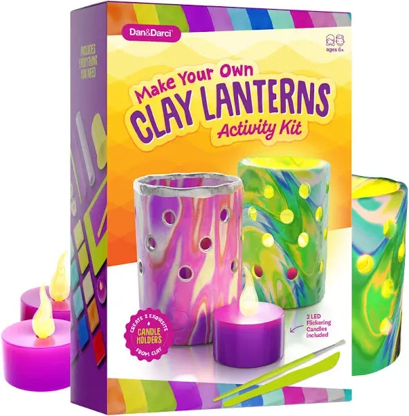 Clay Lanterns Activity Kit Kids &amp; Tween Girls Light Up Led Candles Age 6+