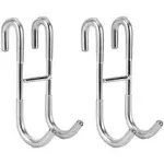 Simtive Shower Door Hooks (2-Pack), Towel Hooks for Bathroom Frameless Glass Shower Door, Shower Squeegee Hooks, Silver