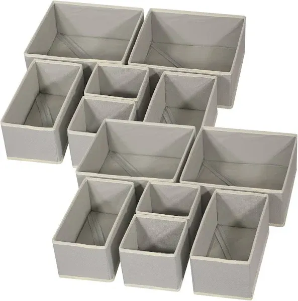 DIOMMELL 12 Pack Foldable Cloth Storage Box Closet Dresser Drawer Organizer Fabric Baskets Bins Containers Divider for Baby Clothes Underwear Bras