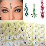 Bindi Box Long Multicolored Crystal Bindis - Bridal Forehead Tika temporary t...