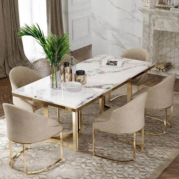 POVISON Modern Faux Marble Dining Table