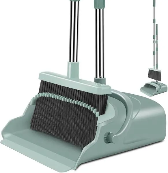 Broom and Dustpan Set for Home, Office, Indoor&amp;Outdoor Sweeping, Stand up Broom 