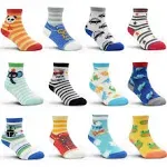 SkiBeaut 12 Pairs Toddler Boy Socks Lovely Assorted Cartoon Kids Socks Non Skid Slipper Socks Grips 12-36 Months 1-3 Years Old Baby