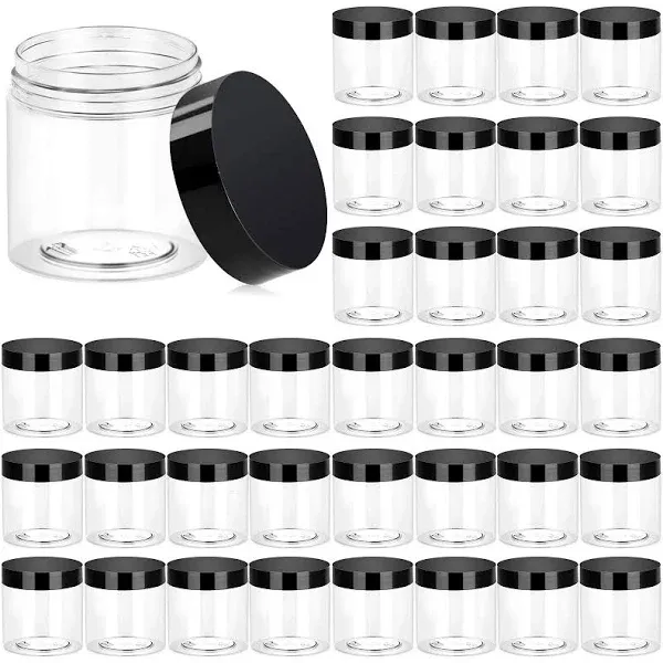 Eternal Moment 36 Pack 3 OZ Plastic Jars Round Clear Cosmetic Container Jars with Lids