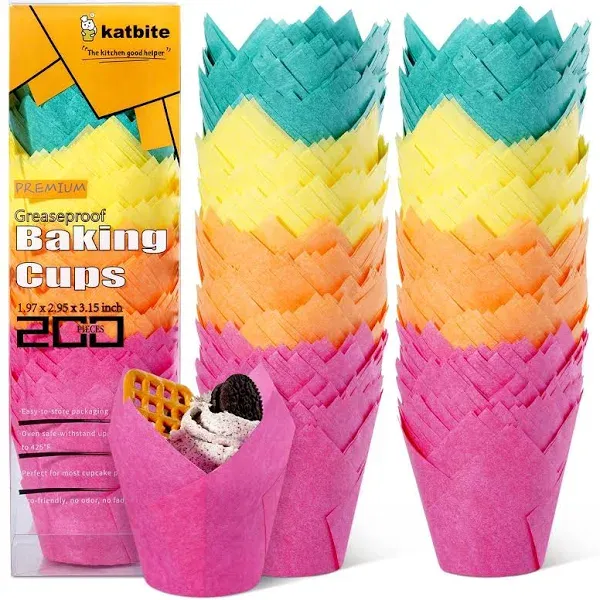 Katbite Tulip Cupcake Liners Muffin Baking 200pcs