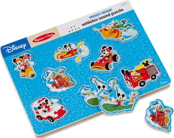 Melissa &amp; Doug Disney Baby Mickey Mouse Vehicles Sound Puzzle Ages 2+