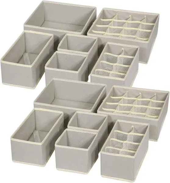 12 Pack Foldable Cloth Storage Box Closet Dresser Drawer Organizer Fabric Basket