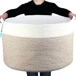  XXXLarge Cotton Rope Basket for Living Room - Woven Storage white and brown