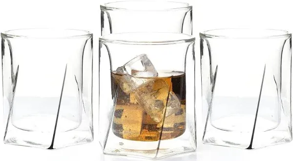 Double Wall Hexagon Whiskey Glasses - Set of 4