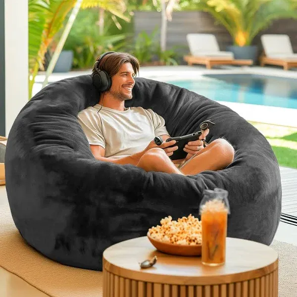  Bean Bag Chair with Filler Included, 4 FT - Comfy Large Beanbag 4 feet Pink