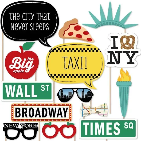 Big Dot of Happiness New York - Photo Booth Props Kit - 20 Count