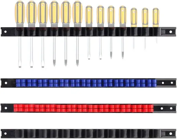 EMENTOL 6 PCS Screwdriver/Wrench Organizer, Plastic Rail Wrench Hanger,Hand Tool Holder, Perfect for Organize