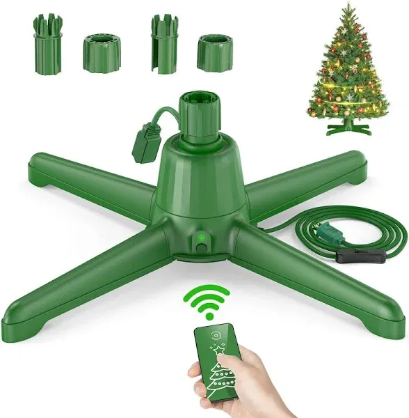 Rotating Christmas Tree Stand, Adjustable Tree Stands with Remote Control Green