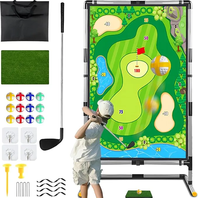 Cecnamt Golf Chipping Game Battle Golf 2 Golf Club Hitting Mat Chip Sticky Practice Golf Game Set