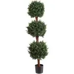 Artificial Tree  5 FT Faux Hedyotis Topiary Ball Plant in Weighted Pot