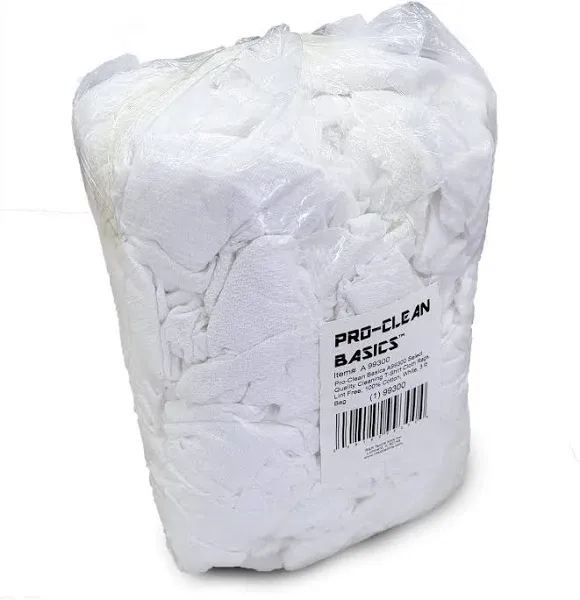 Pro-Clean Basics White T-Shirt Cloth Rags