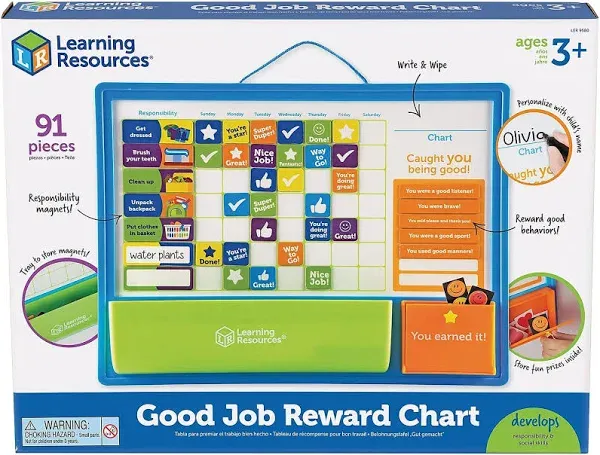 Learning Resources Good Job Reward Chart - 91 Piece Set, Ages 3+ Custom Magnetic Chore and Responsibility Chart for Kids, Chore Magnets for Toddlers, Kids Job Chart