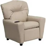 Flash Furniture Contemporary Beige Vinyl Kids Recliner with Cup Holder