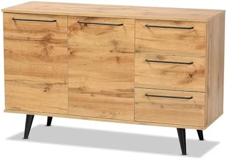 Radley Transitional Oak Brown Finished Wood 3-Drawer Sideboard Buffet