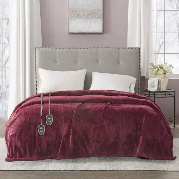 Beautyrest 80 in. x 84 in. Heated Plush Purple Full Blanket BR54-1933