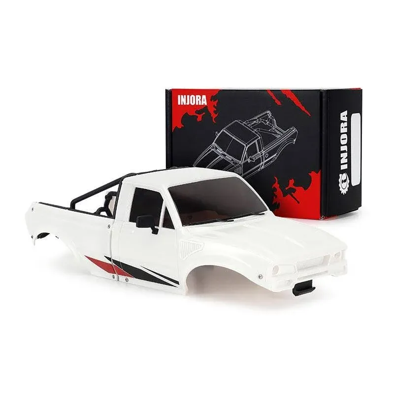 INJORA IR60 Pickup Hard Body with Bed Rack for 1/18 TRX4M Defender Bronco, Pearl White