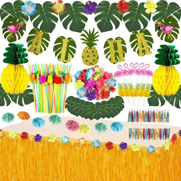 Tropical Luau Party Decoration Pack Hawaiian Beach Theme Party Favors Luau Pa...