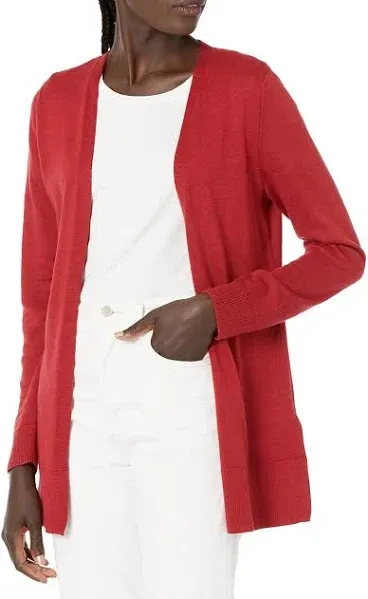 Essentials Women&#039;s Lightweight Open-Front Cardigan Sweater, Burgundy, XX-Large