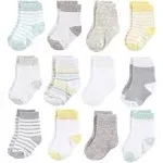 Hudson Baby Cotton Rich Newborn and Terry Socks Neutral Stripe / 6-12 Months