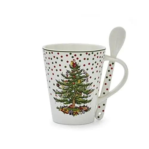 Spode Christmas Tree Polka Dot Mug & Spoon Set