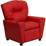 Flash Furniture Contemporary Kids Recliner With Cup Holder And Headrest - Red