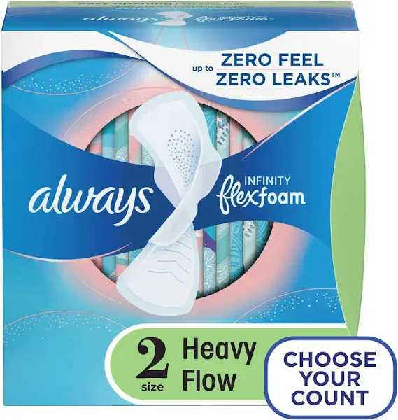 Always Infinity Heavy Flow Pads with Wings, Size 2 - 32 count