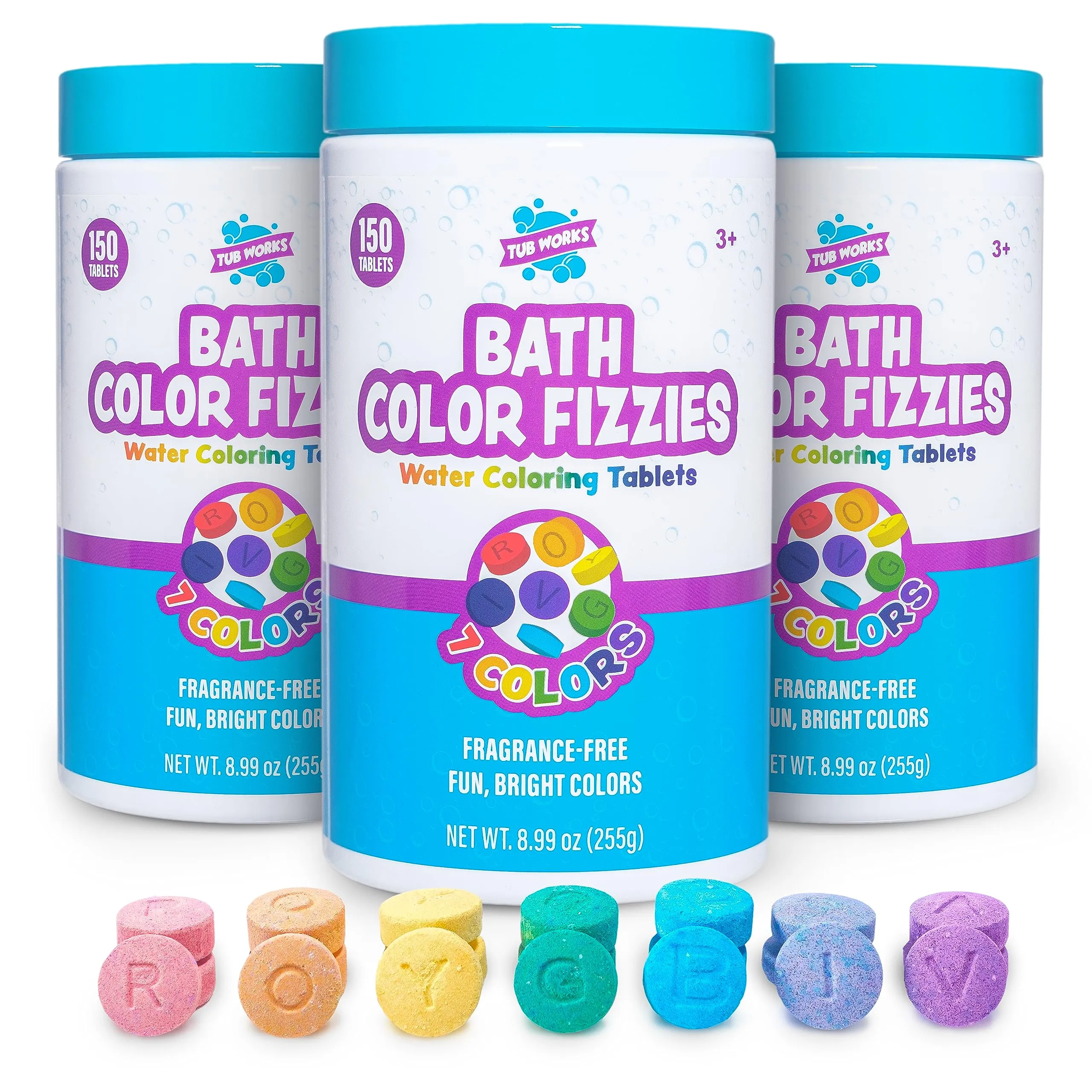 Tub Works Fizzy Bath Color Tablets for Kids 150 Count 3 Pack