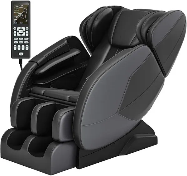 2024 Massage Chair, Full Body Zero Gravity with Shiatsu Massage Roller, 6 Auto Massage Mode, Heater, Foot Massage, Bluetooth, Brown and Gold