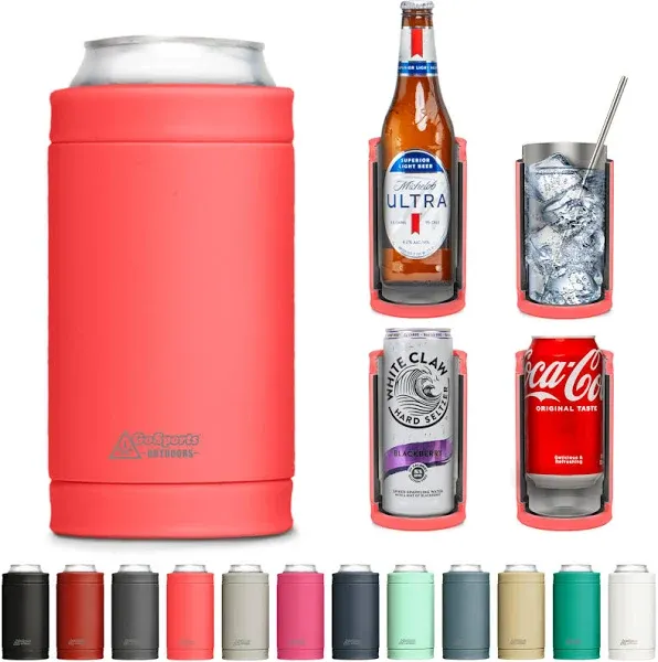 DUALIE 3 in 1 Insulated Can Cooler - Universal Size for 12 oz Cans, Slim Cans, and Bottles - 10+ Colors Available