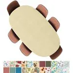 Covers for The Home Deluxe Elastic Edged Flannel Backed Vinyl Fitted Table Cover - Basketweave (Beige) Pattern - Oblong/Oval - Fits Tables Up to 48"W