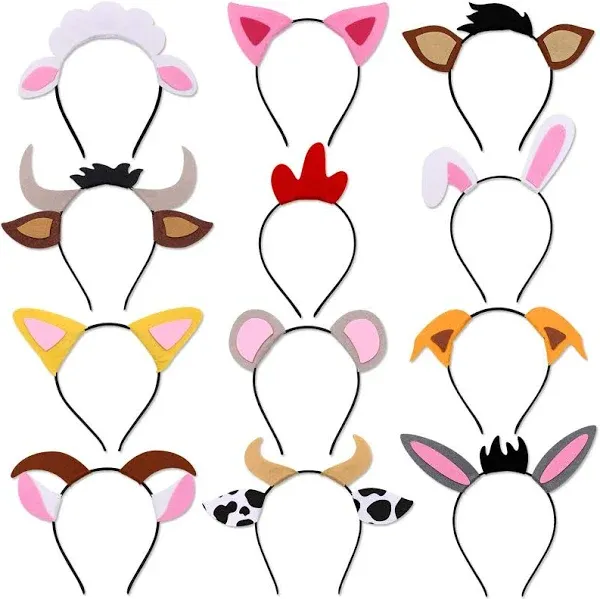 12 Pcs Farm Barnyard Animals Ear Headbands