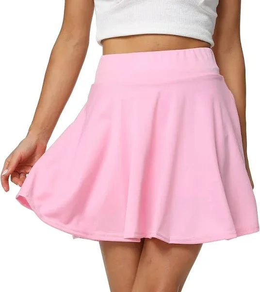 Afibi Casual Mini Stretch Waist Pleated Skater Skirt