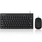 PERIDUO-212 Wired Mini Keyboard and Mouse Set, USB Connection, Black, US English