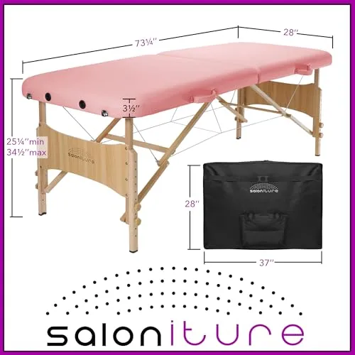 Folding Portable Massage Table - Pink