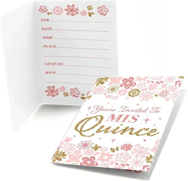 Big Dot of Happiness Mis Quince Anos Fill In Quinceanera Sweet 15 Birthday Party Invitations