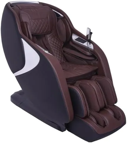 Kyota Joubu M880 4D Massage Chair with Zero Gravity Recline, Voice Commands, Premium Bluetooth Speakers and Triple Foot Rollers (Black/Dark Brown)