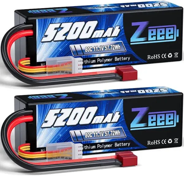 3S Lipo Battery 11.1V 80C 5200mAh with Hard Case,Deans T Plug for RC Model RC 