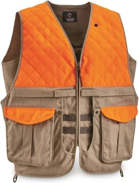 Guide Gear Men's Upland Vest for Bird Hunting, Orange with Back Game Pouch