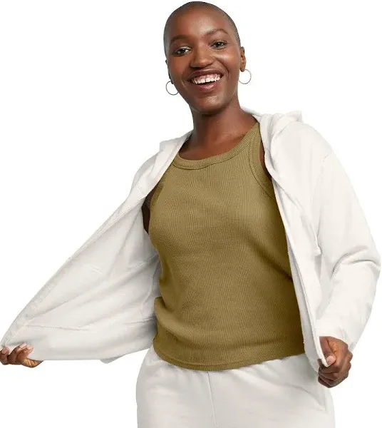 Hanes Women's Originals French Terry Zip-up Hoodie, Lightweight Fleece Zip Hooded Sweatshirt, Available in Plus