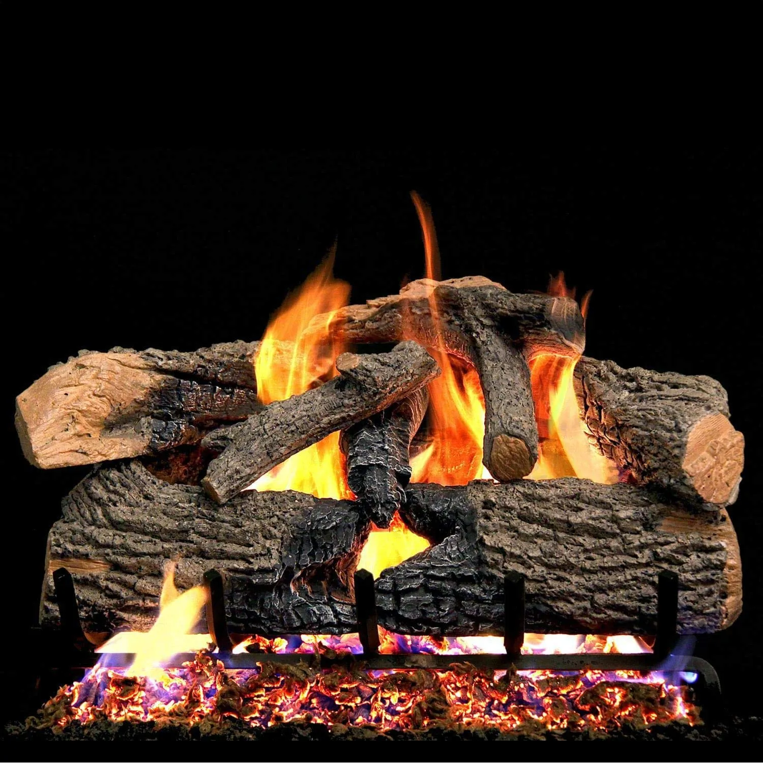 Real Fyre ENS Charred Evergreen Split Oak Vented Gas Log Set, Stainless Steel, ANSI Certified