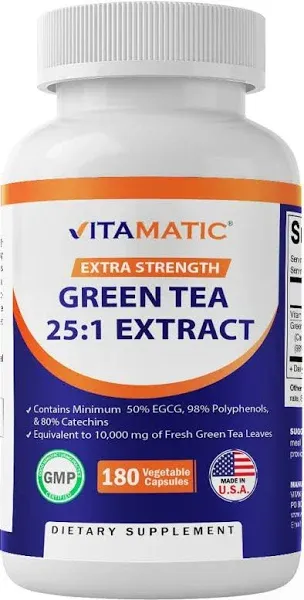 Vitamatic Green Tea Extract with 180 Veg Capsules