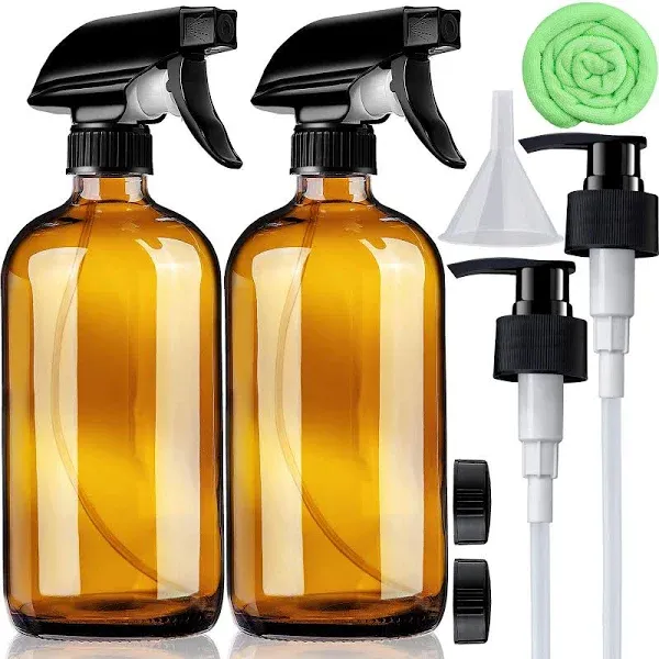 Amber Glass Spray Bottles 2 Pack